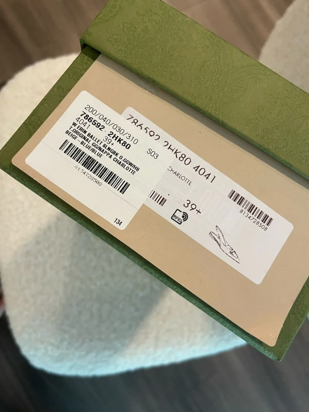 GUCCI pointed toe navy slingback flats 39.5/9 NWT - Picture 7 of 8